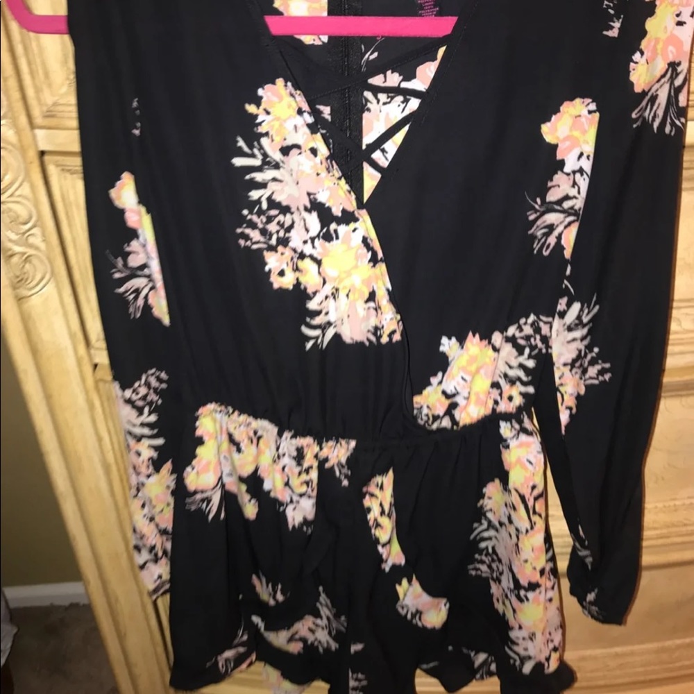 Black floral romper